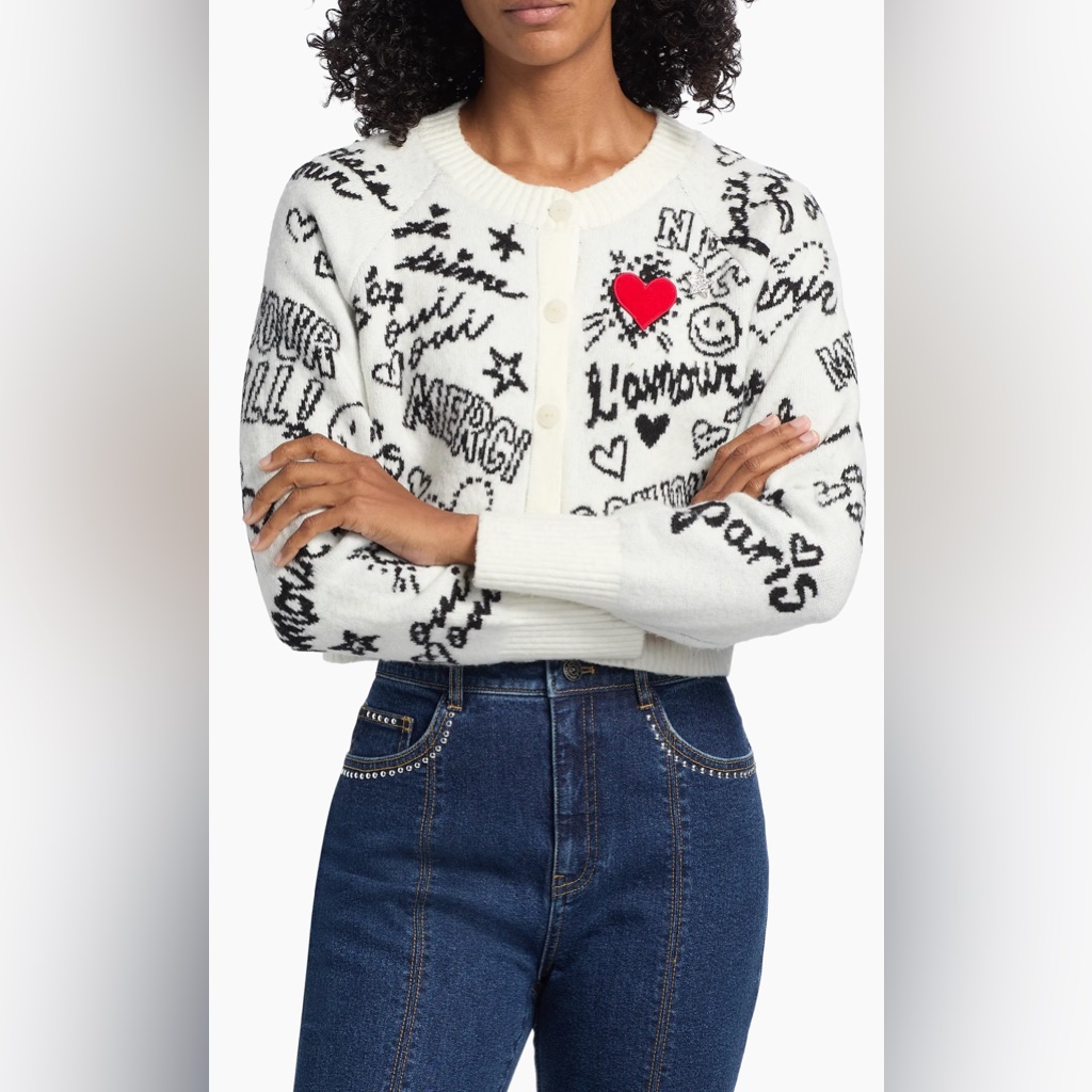 Cinq A Sept 5 A 7 Love Doodles Millie Cardigan Sweater Small $365